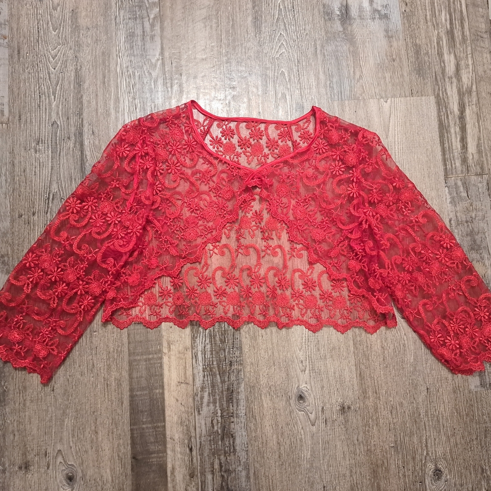 Elegant Red Lace Women Top